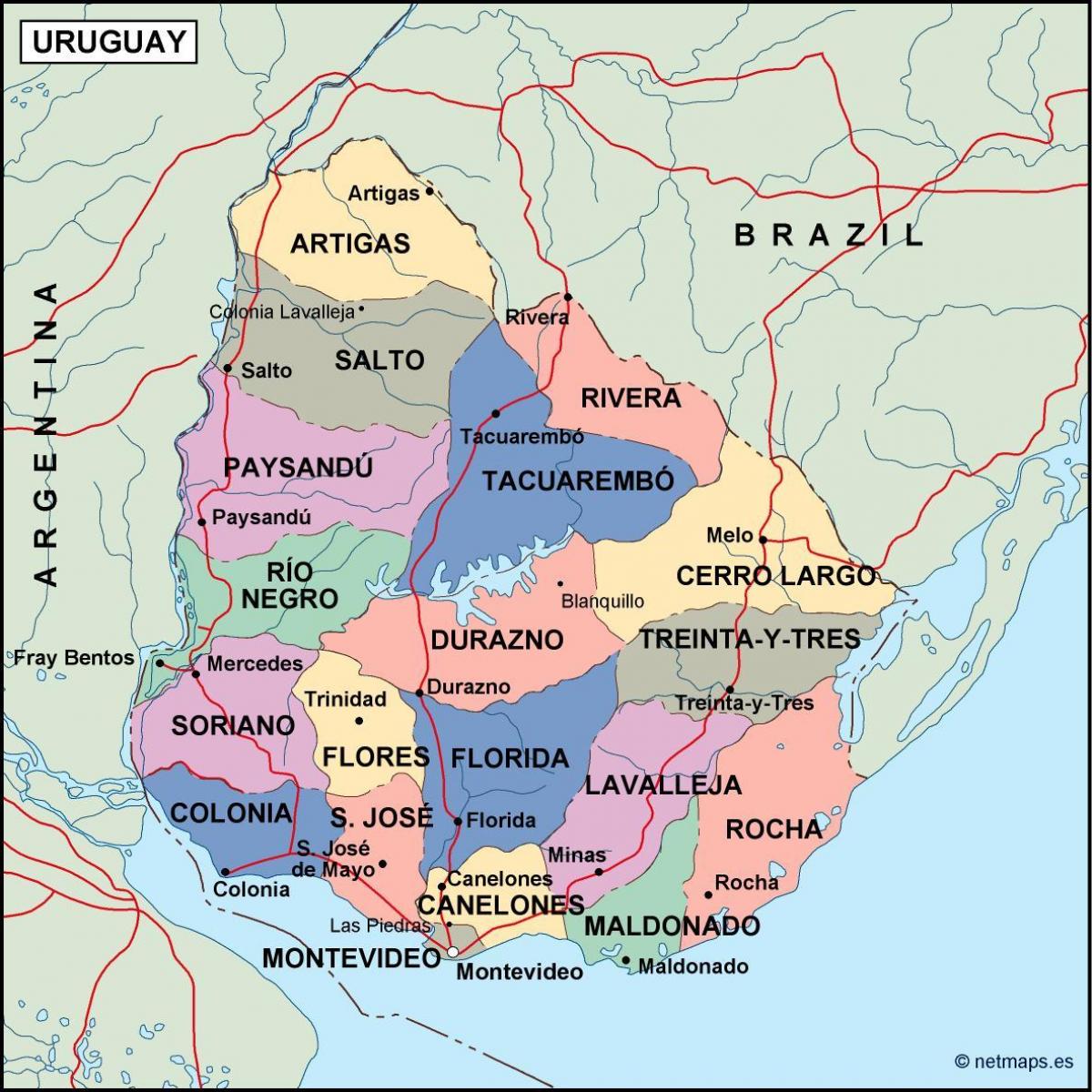Zemljevid maldonado Urugvaj