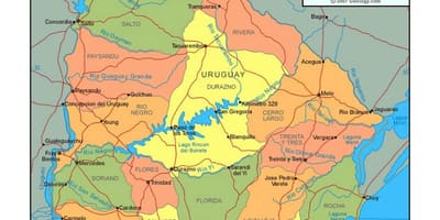 Zemljevid Urugvaj politične